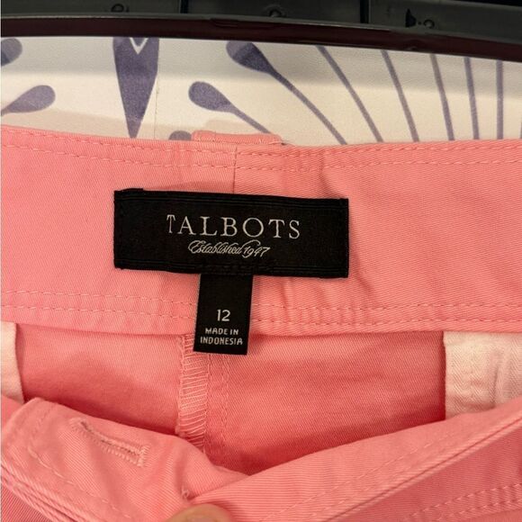 Talbots Barbie Pink Double-Button Pants size women’s 12 cropped chinos - Picture 3 of 5